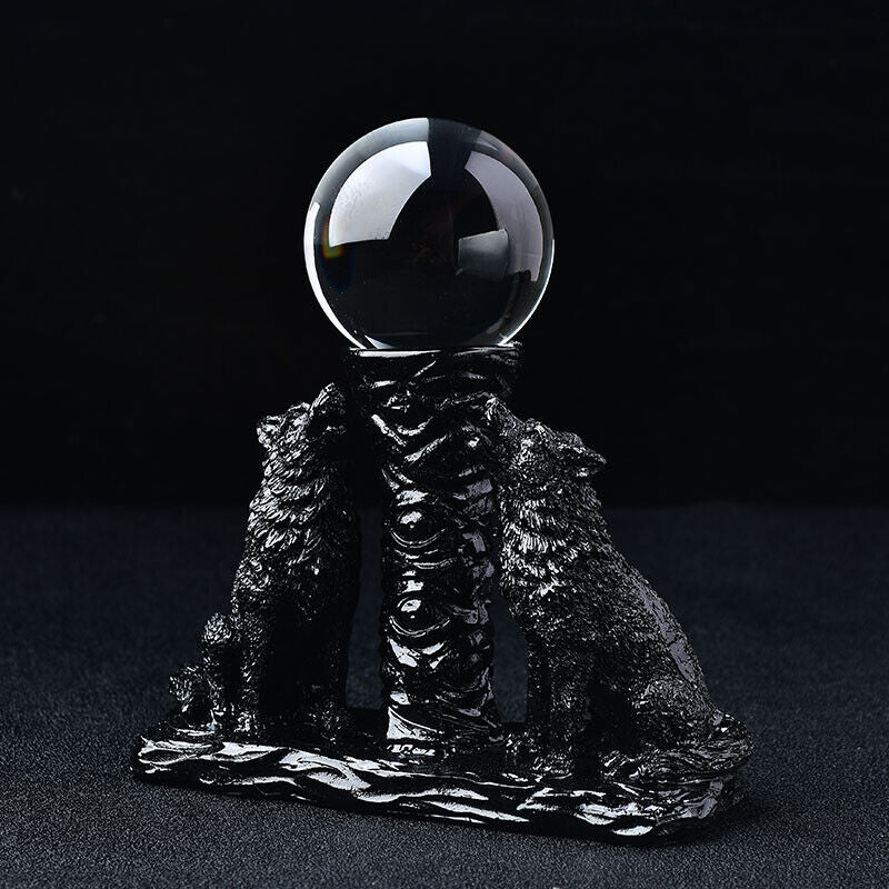 Wolves Figurine Display Ball Stand Sphere Base Holder for Crystal Ball Pedestal