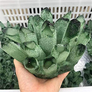 Natural Green Phantom Crystal Ghost Quartz Crystal Cluster for Home Decoration