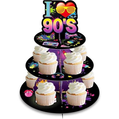 90’s Cardboard Cupcake Stand Holder Tower 3-Tier Round Tray Party Supplies US Local Shipping