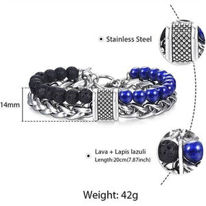 Stainless Steel Fashion Jewelry Natural Tiger Eye Obsidian Men'swomen's Bracelet