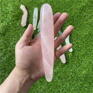 Large Long Natural Rose Quartz Crystal Massage Penis Wand Gemstone Yoni for Women Health Smooth Polished