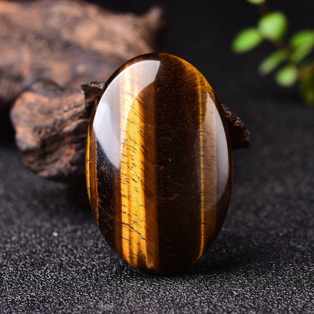 Yellow Tiger's Eye Palm Stone Quartz Healing Crystal Massage Polished Meditation Hand-Polished