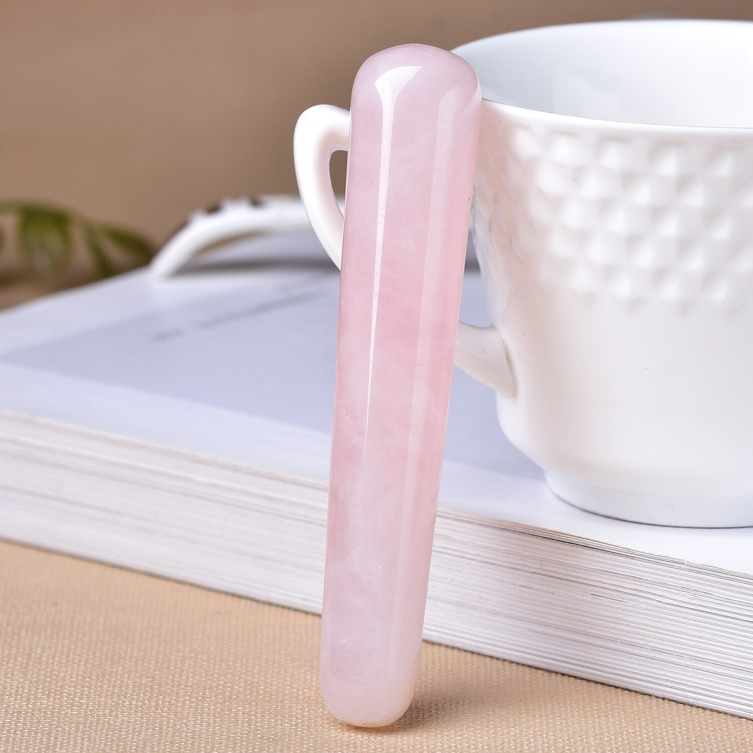 Rose Pink Quartz Crystal Massage Wands Healing Stone Stick Hand-Polished DIY Meditation