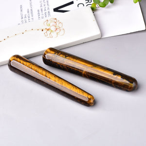 Natural Yellow Tigers Eye Quartz Crystal Massage Wands Healing Stone Stick Hand-Polished DIY Meditation Massage Tools Relaxation