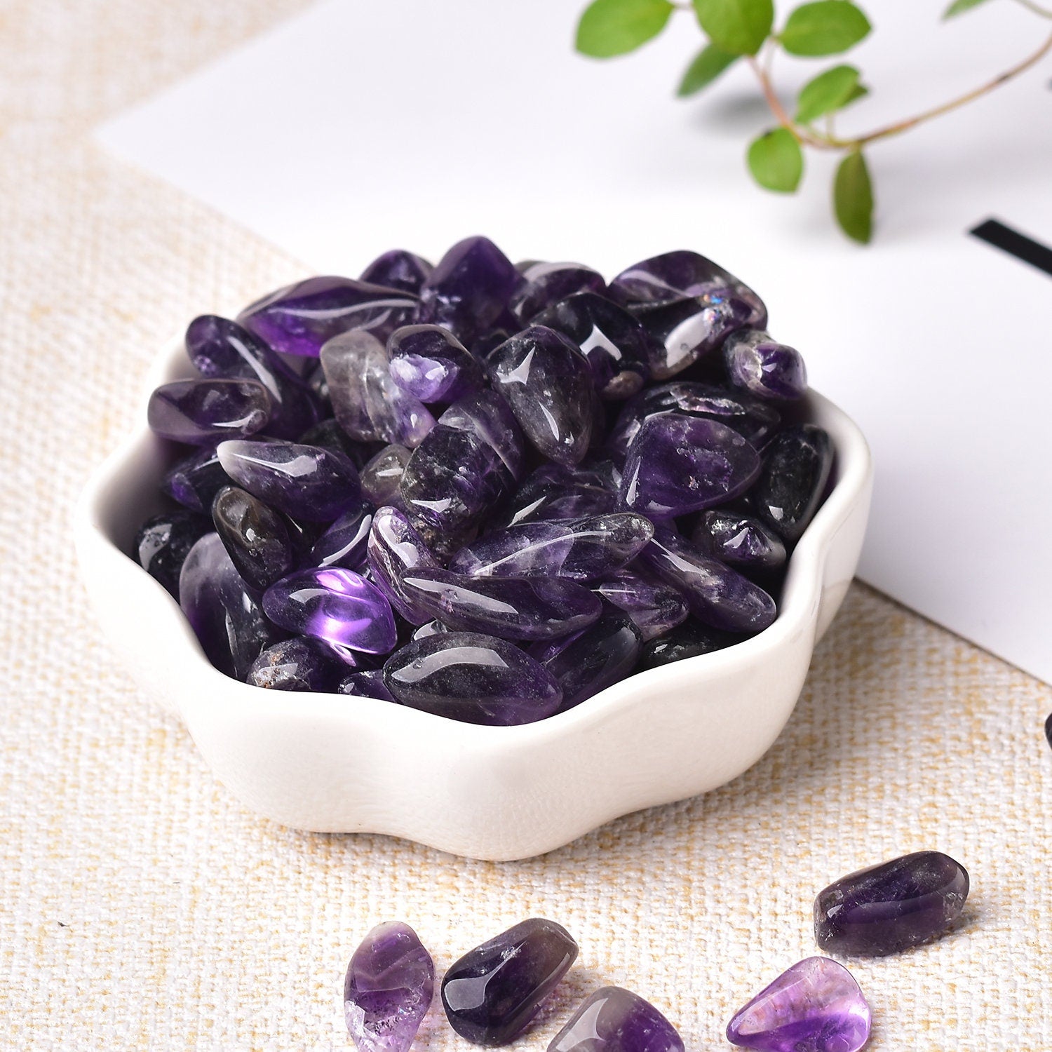 0.44LB Polished Natural Purple Amethyst Tumbled Stones Gravel Crystal Stones  Hand-Polished for Fish Tank Decor Garden