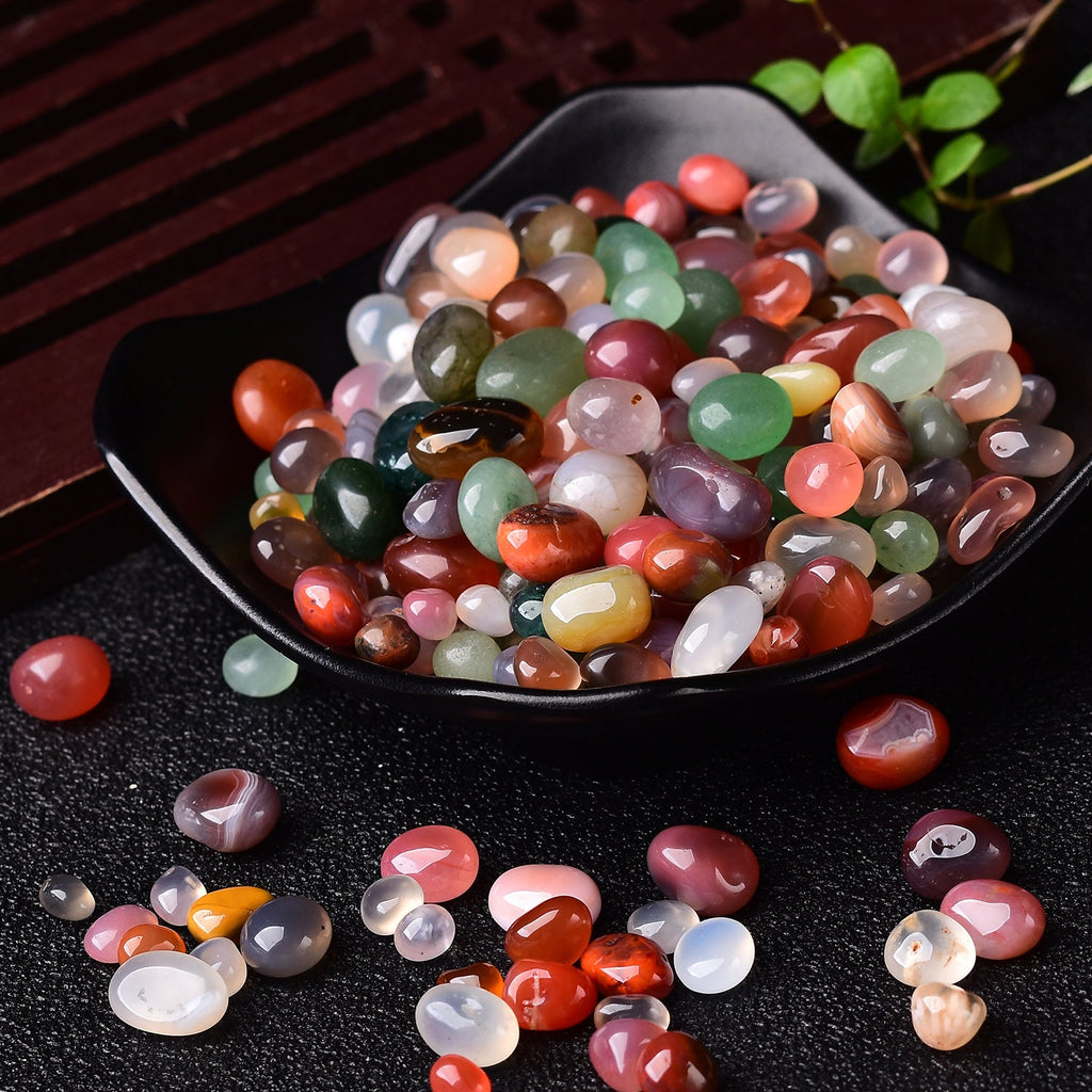 0.44LB Polished Natural Mixed Colorful Agate Tumbled Stones Gravel Crystal Stones Hand-Polished for Fish Tank Decor Garden Tank Décor