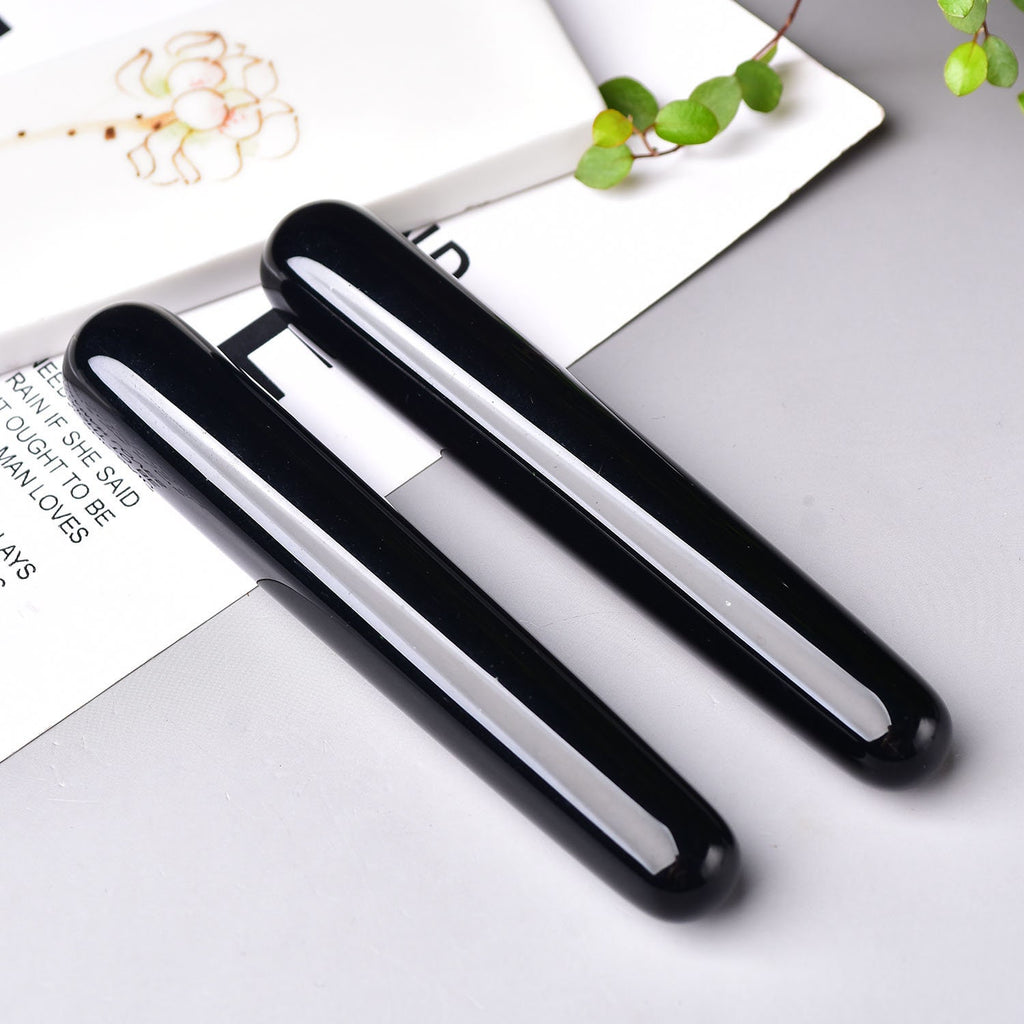 Black Obsidian Quartz Crystal Massage Wands Healing Stick Hand-Polished DIY Meditation