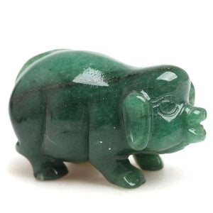 2.36 Inch Natural Green Aventurine Quartz Reiki Pig Hand Made Pet Figurines Crystal Healing Hand-Carved Gift Room Decor