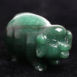 2.36 Inch Natural Green Aventurine Quartz Reiki Pig Hand Made Pet Figurines Crystal Healing Hand-Carved Gift Room Decor