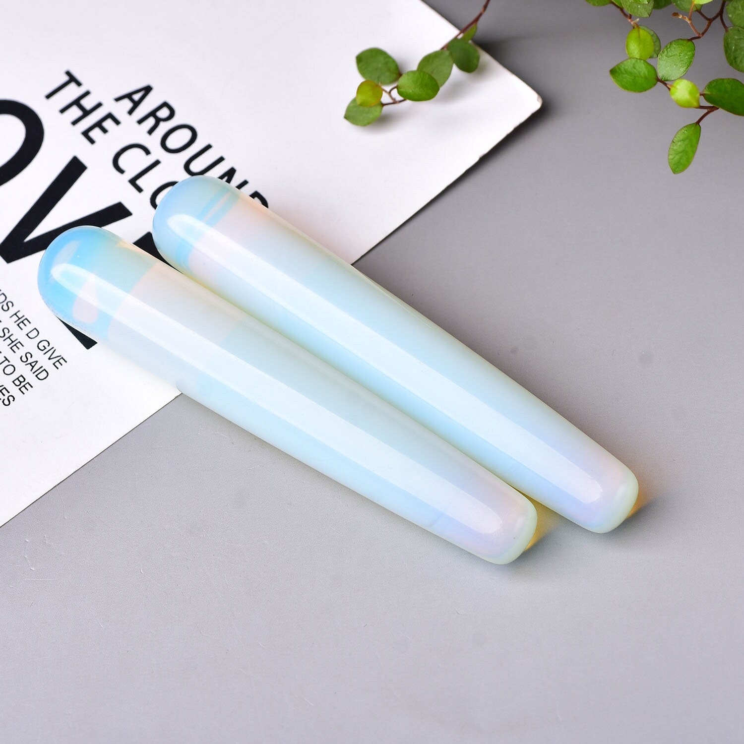 White Opalite Quartz Crystal Massage Wands Healing Stone Relax Energy Stick Hand-Polished DIY Meditation