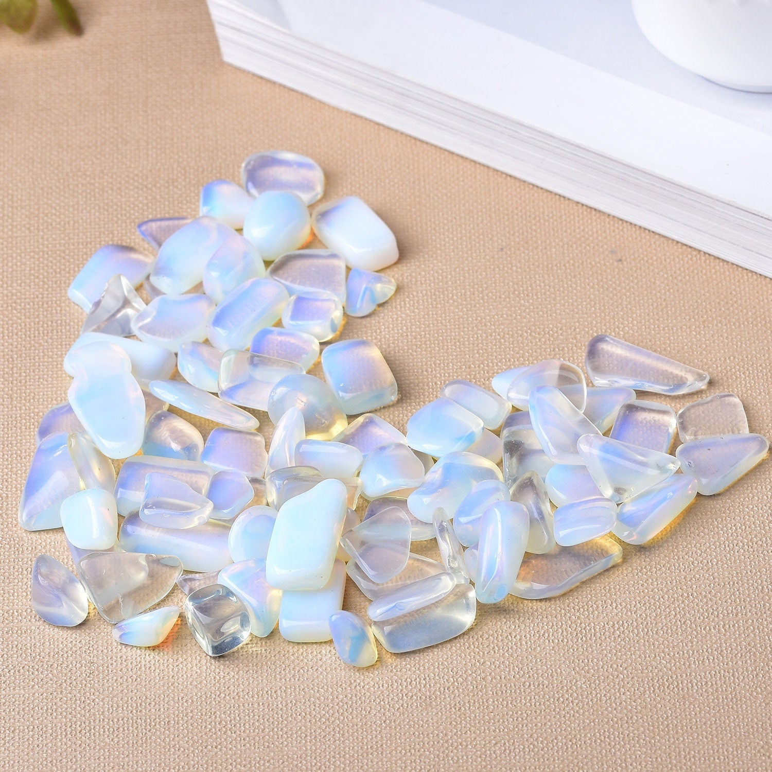 0.44LB Polished Natural Opal Tumbled Stones Reiki Gravel Crystal Stones Hand-Polished for FishTank Decor Garden Tank Décor Room Decor