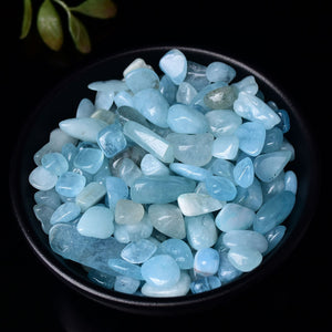 0.44LB Bulk Blue Hand Polished Natural Aquamarine Stones Reiki Gravel Crystal Stones Decoration FishTank Decor Garden Tank Décor Room Decor