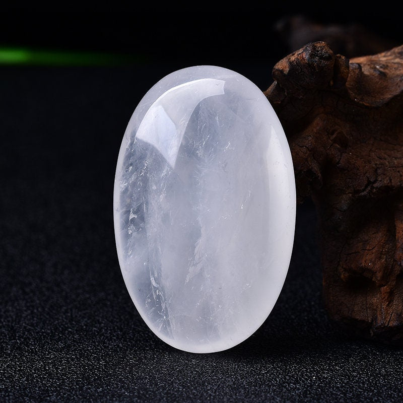 Clear White Quartz Palm Stone Quartz Healing Crystal Massage Tools Polished  Meditation Rock  Hand-Polished Energy Stone Home Decor Gift