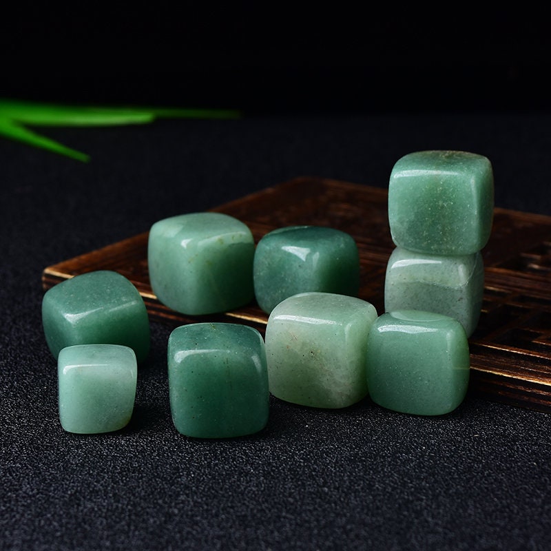 Hand Polished Natural Aventurine CUBE Tumbled Stone Gravel Square Crystal Stones Hand-Polished Fish Tank Decor Garden Healing Gemstone