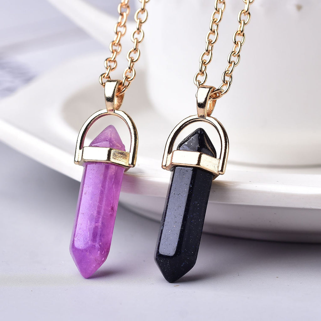 Obsidian Pendant Reiki Pendulum Healing Charka Crystal Point Amethyst Charm Pendants Hand-Polished Gift Healing Meditation Holiday Gift