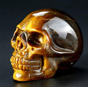 2'' Tiger Eye Crystal Skull Specimen Hand Carved Quartz Healing Reiki Figurine Decor Halloween Gift  Decoration Reiki  Healing Crystal Head