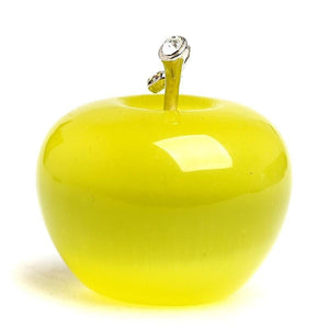 Yellow Cat's Eye Hand-Carved Crystal Gemstone Apple Figurine Paperweight Craft Decoration AVG.1.77 inches Room Decor Healing Gift Ornaments