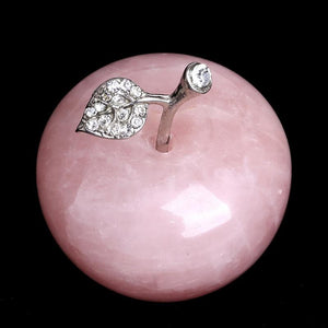 Rose Quartz  Hand-Carved Crystal Gemstone Apple Figurine Paperweight Craft Decoration Garden Room Decor Healing Gift Ornaments Meditation