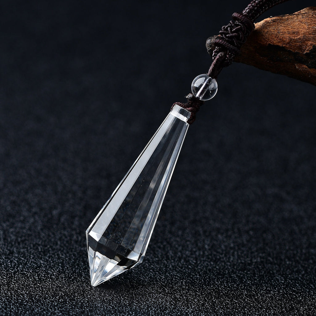 White Clear Reiki Quartz Pendulum Gemstone Healing Charm Pendant Fashion Gift Crystal Charm Pendants Hand-Polished Healing Meditation