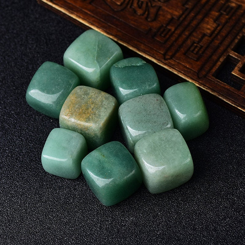 Hand Polished Natural Aventurine CUBE Tumbled Stone Gravel Square Crystal Stones Hand-Polished Fish Tank Decor Garden Healing Gemstone