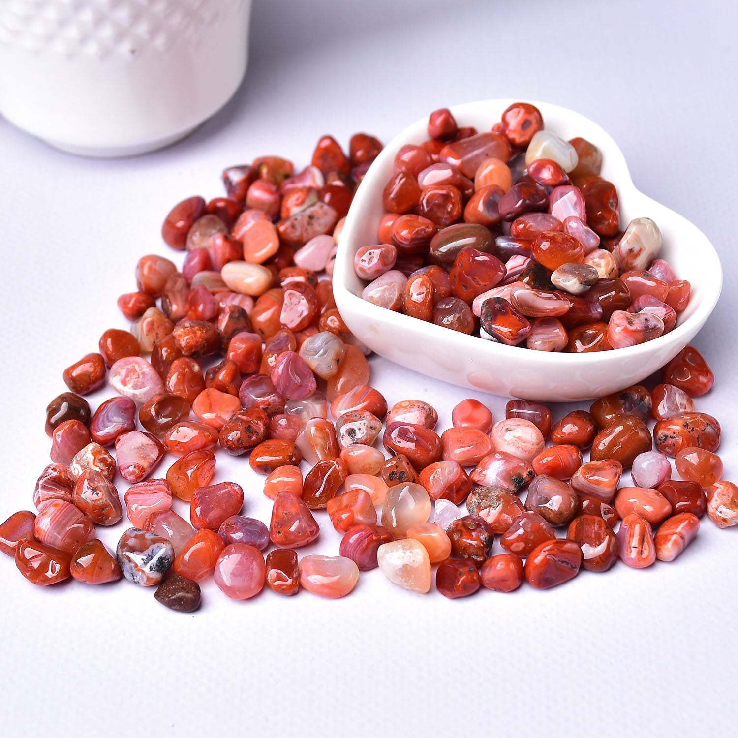 0.44LB Bulk Hand Polished Natural Red Agate Stones Reiki Gravel Crystal Stones Decoration FishTank Decor Garden Tank Décor Room Decor