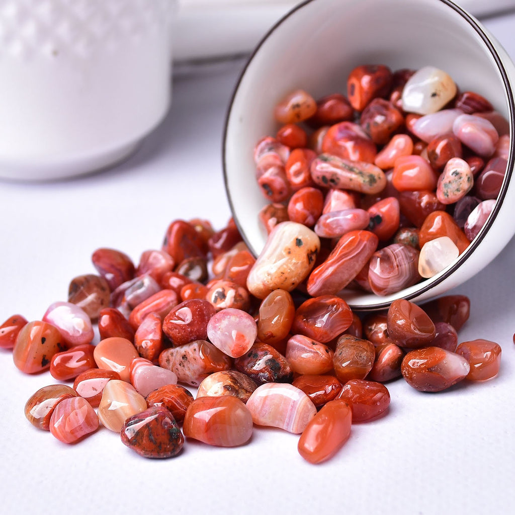 0.44LB Bulk Hand Polished Natural Red Agate Stones Reiki Gravel Crystal Stones Decoration FishTank Decor Garden Tank Décor Room Decor