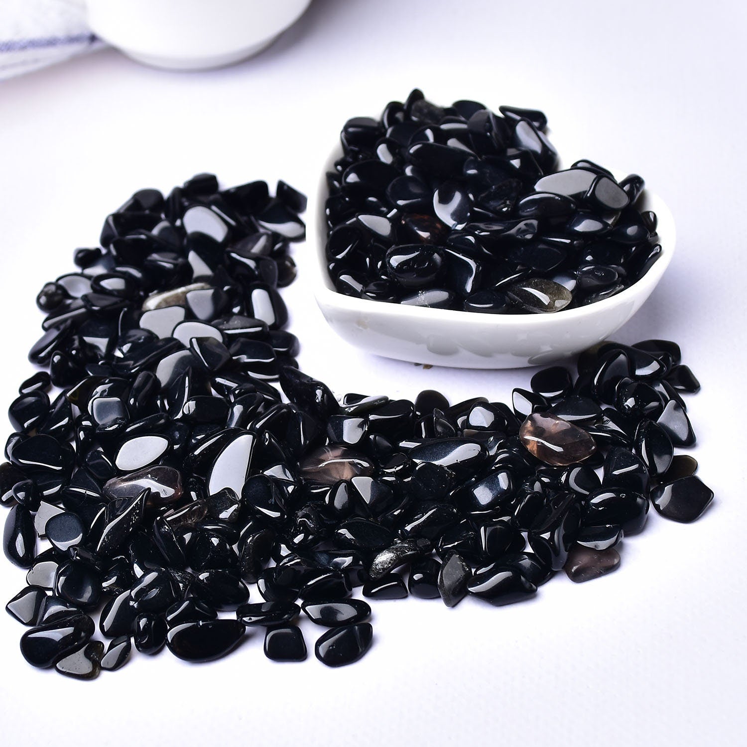 0.44LB Bulk Hand Polished Natural Black Obsidian Tumbled Stone Reiki Gravel Stones Crystal Fish Tank Decor Garden Tank Décor Room Decor Gift