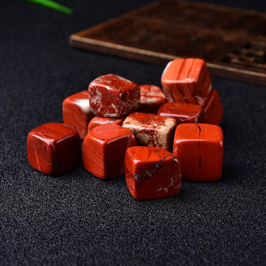 6 Pieces Polished Natural Africa Red Jasper CUBE Tumbled Stone Gravel Square Crystal Stones Hand-Polished for Fish Tank Decor Garden Gift