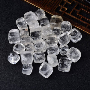 6 Pieces Polished Natural White Clear Quartz CUBE Tumbled Stone Gravel Stone Crystal  Hand-Polished for Fish Tank Decor Garden Healing Rock