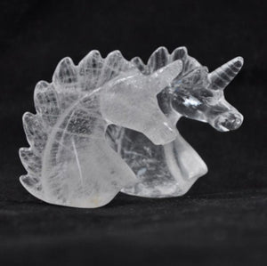 2'' Clear Quartz Stone Crystal Unicorn Specimen Carved Horse Figurine Hand-Polished Crystal Ornaments Home Decor Holiday Gift Meditation