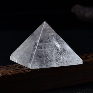 Hand-Made Natural Clear Quartz Healing Crystal Pyramid Reiki Healing Chakra Meditation Decor Metaphysical Figurine Cleanse Protection Gift