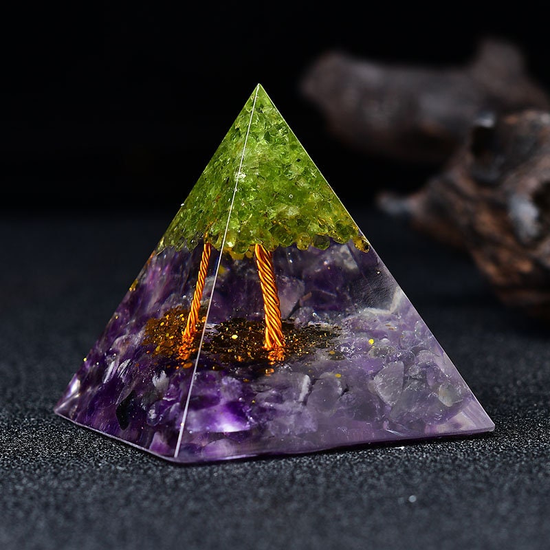 2.36‘’ Orgone Pyramid Tree of Life Gift Quartz Healing Meditation Crystal Hand Made Home Decoration Collection Gift Room Decor