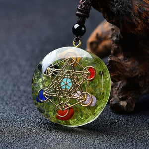 Terrific 7 Chakra Orgonite Pendant Necklace Crystal Hand Made Healing Green Symbol Hand-Polished Collection Reiki Stone Gift