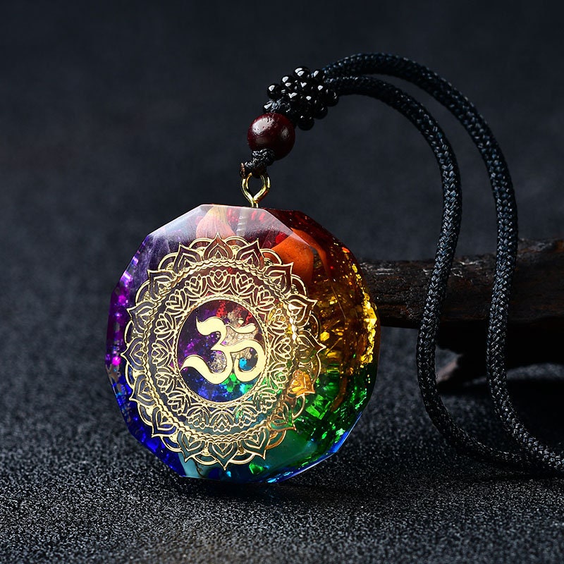 Terrific 7 Chakra Orgonite Pendant Necklace Crystal Healing Hand Made Meditation Hand-Polished Collection Reiki Stone Gift