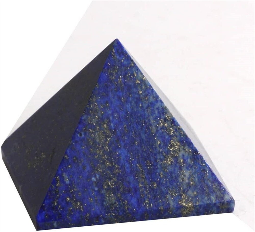 Natural Crystal Lapis Lazuli Stone Pyramid Hand Carved Hand Made Quartz Crystal  for Healing Decor