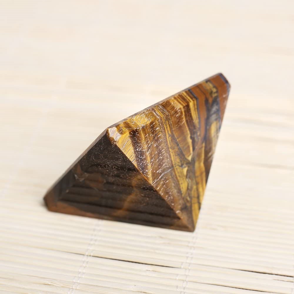 Natural Crystals&Gmestone Tiger Eye Pyramid Healing Quartz Stone Hand Polished Hand Made Pyramids 60MM 2.36inches Room Decor