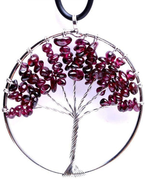 Natural Crystal Tree of Life Pendant Hand Made Healing Tumbled Stone Craft Chakra Necklace