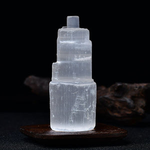 Hand Carved Morocco White Selenite Tower for Healing and Crystal Iceberg Charging Skyscraper