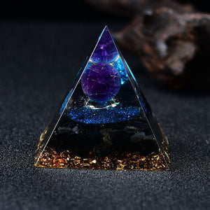 2.36‘’ Magic Orgonite Pyramid Hand Made Amethyst Crystal Sphere Blue Crystal Obsidian Home Decoration Collection Gift US stock