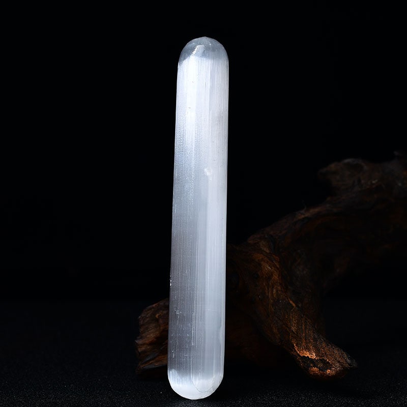 White Selenite Hand Made SPA Massage Wand Reiki Healing Crystal Relaxation Meditation Collection Gift