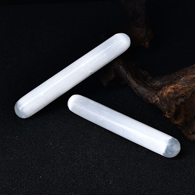 White Selenite Hand Made SPA Massage Wand Reiki Healing Crystal Relaxation Meditation Collection Gift