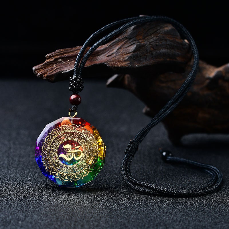 Terrific 7 Chakra Orgonite Pendant Necklace Crystal Healing Hand Made Meditation Hand-Polished Collection Reiki Stone Gift