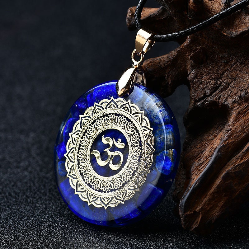 Orgonite Pendant Necklace Blue Lapis Chakra Energy Healing Hand Made Meditation Lucky Hand-Polished Collection Reiki Stone Gift