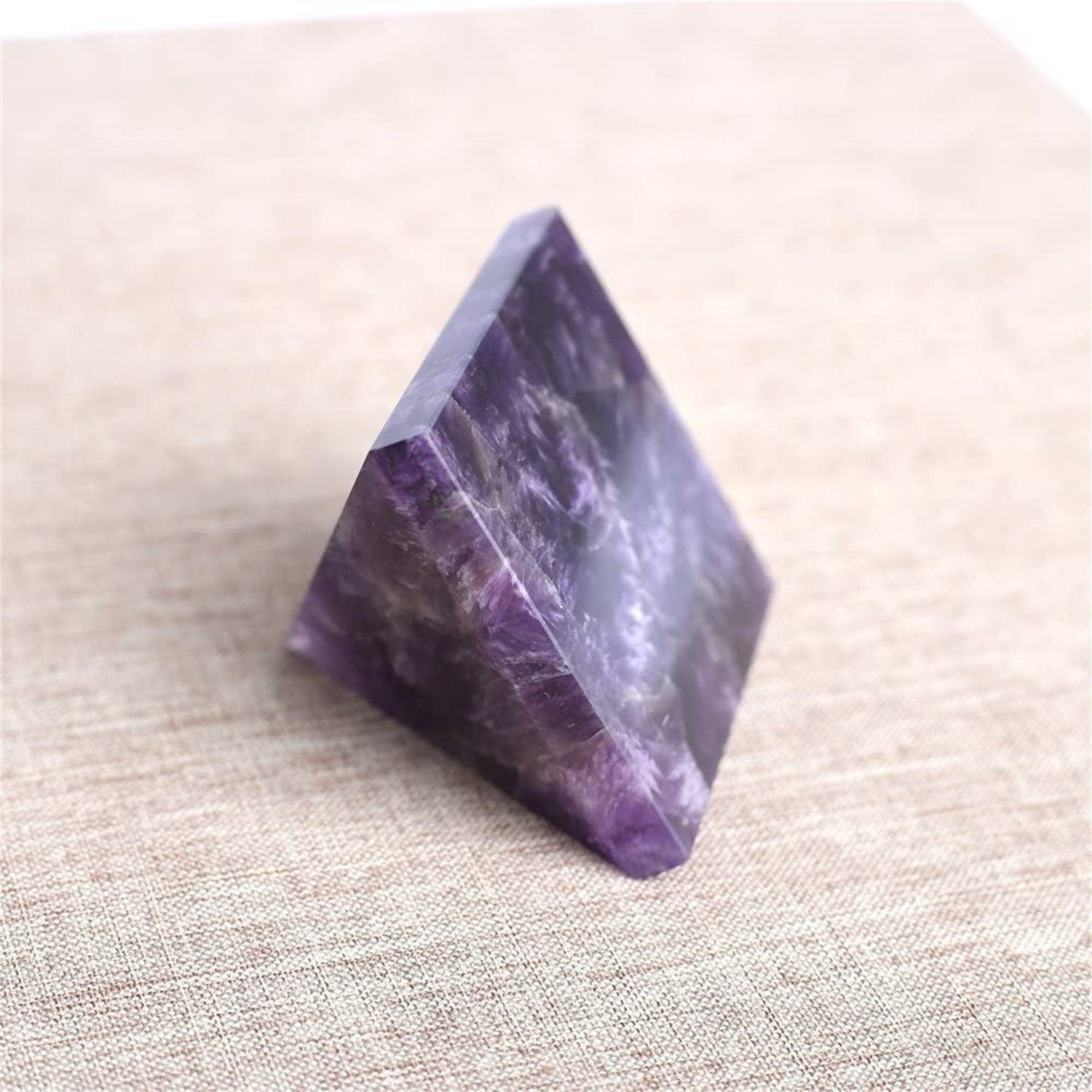 Amazing Amethyst Reiki Purple Crystal Quartz Natural Healing Fluorite Hand Made Pyramid Generator Geode Energy Stone Room Decor Gift