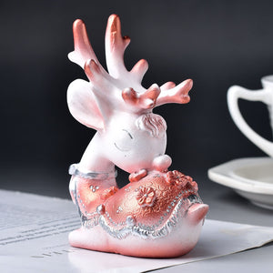 Multi-color Handmade Resting Deer Crystal Ball Holder Display Home Decoration DIY Hand Carved Sphere Holder Painted Stand Base Holiday Gift