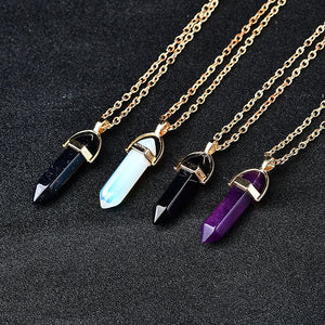 Obsidian Pendant Reiki Pendulum Healing Charka Crystal Point Amethyst Charm Pendants Hand-Polished Gift Healing Meditation Holiday Gift