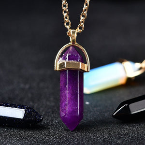 Obsidian Pendant Reiki Pendulum Healing Charka Crystal Point Amethyst Charm Pendants Hand-Polished Gift Healing Meditation Holiday Gift