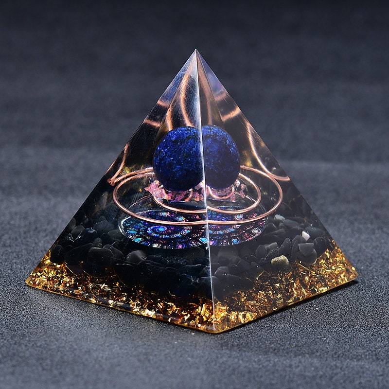 2.36‘’ Orgone Pyramid Lapis Sphere Gift Quartz Healing Meditation Crystal Hand Made Home Decoration Collection