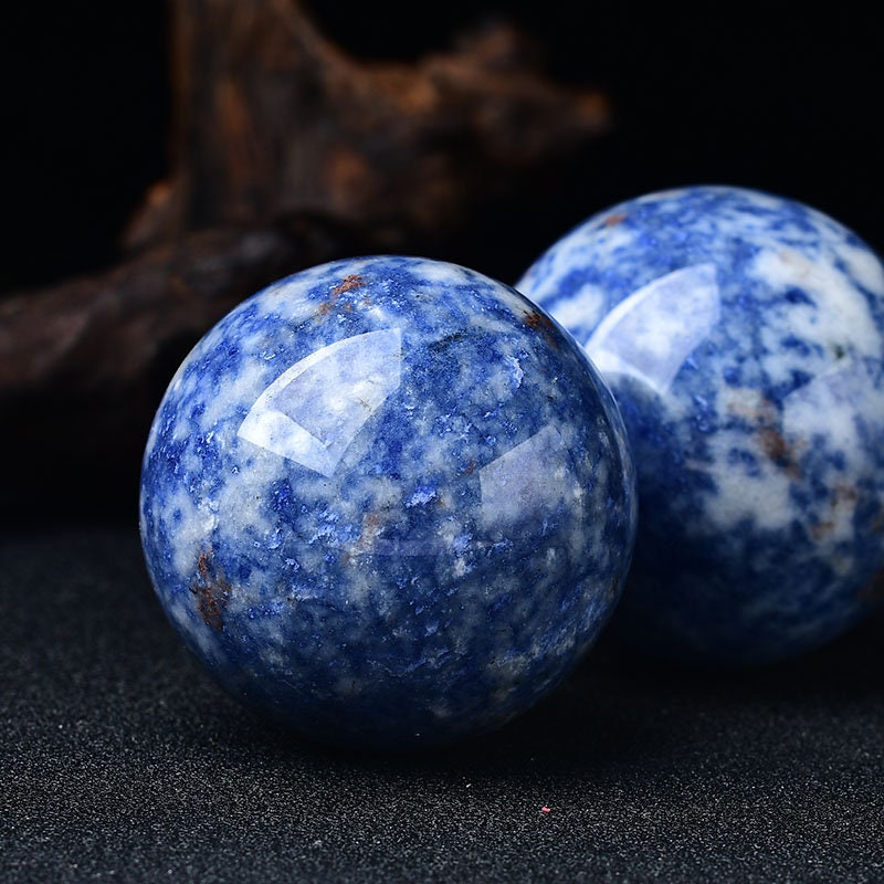 Blue Spot Stone Sphere 2.5'' 0.78LB Hand Made Crystal Healing Ball  Healing Relief Life Balance Stability Polished Spirituality Meditation