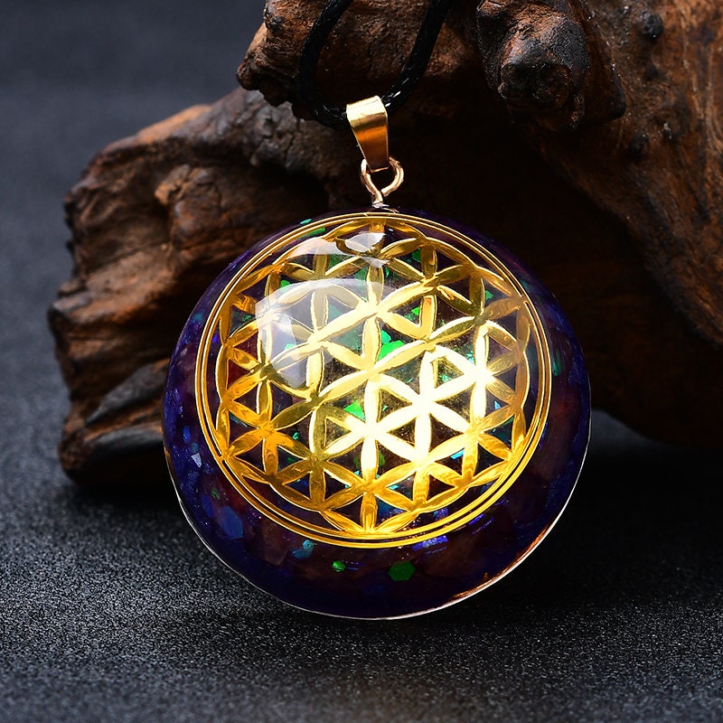 Reiki Orgone Eye Generator Pendant Energy Amulet Necklace Crystal Chakra Gold Ormus Protection Healing Crystal Blue Chakras Meditation Gift